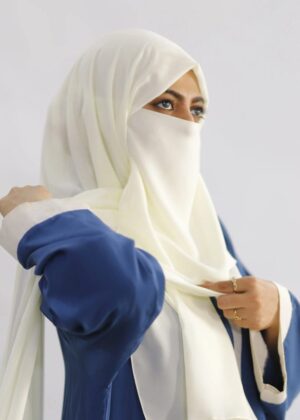 Off White Georgette Hijab & Niqab Set