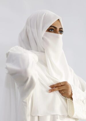 White Georgette Hijab & Niqab Set